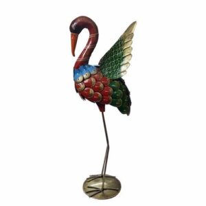 Regal Hand-Painted Metal Crane Showpiece