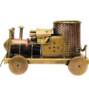 Golden Color Antique Look Iron Train Engine- Pen Holder